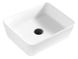 Karran Quattro 18" x 14.5" Rectangular Vessel Acrylic Solid Surface ADA Bathroom Sink with Matte Black Faucet and Accessories, White, QM172WH422MB