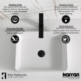 Karran Quattro 18" x 14.5" Rectangular Vessel Acrylic Solid Surface ADA Bathroom Sink with Stainless Steel Faucet and Accessories, White, QM172WH422SS