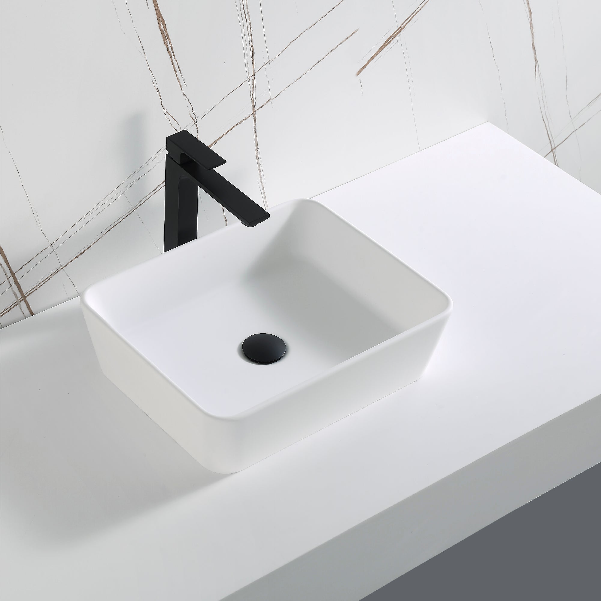 Karran Quattro 18" x 14.5" Rectangular Vessel Acrylic Solid Surface ADA Bathroom Sink, White, QM172WH