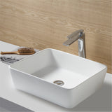 Karran Quattro 18" x 14.5" Rectangular Vessel Acrylic Solid Surface ADA Bathroom Sink, White, QM172WH