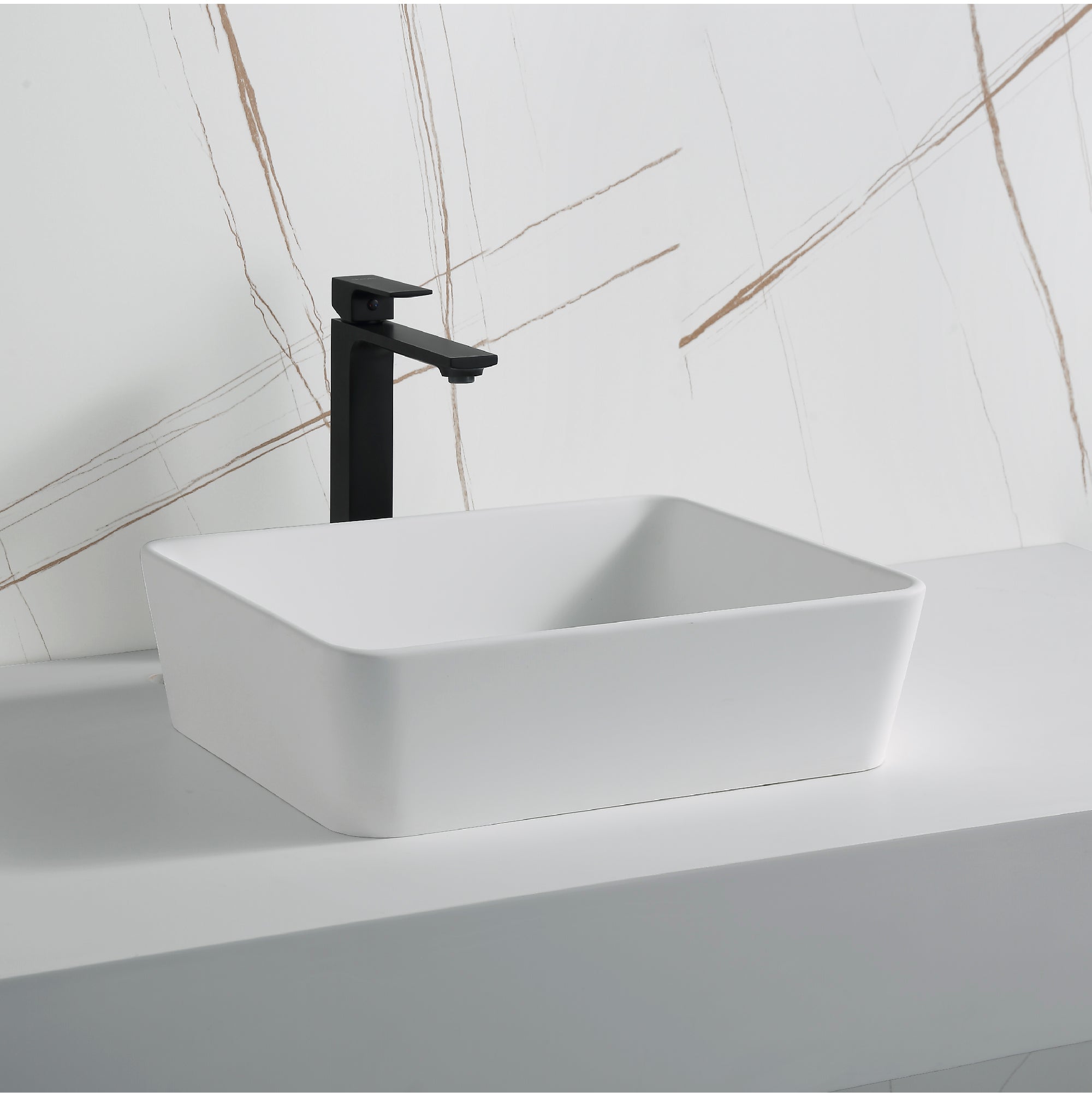 Karran Quattro 18" x 14.5" Rectangular Vessel Acrylic Solid Surface ADA Bathroom Sink, White, QM172WH