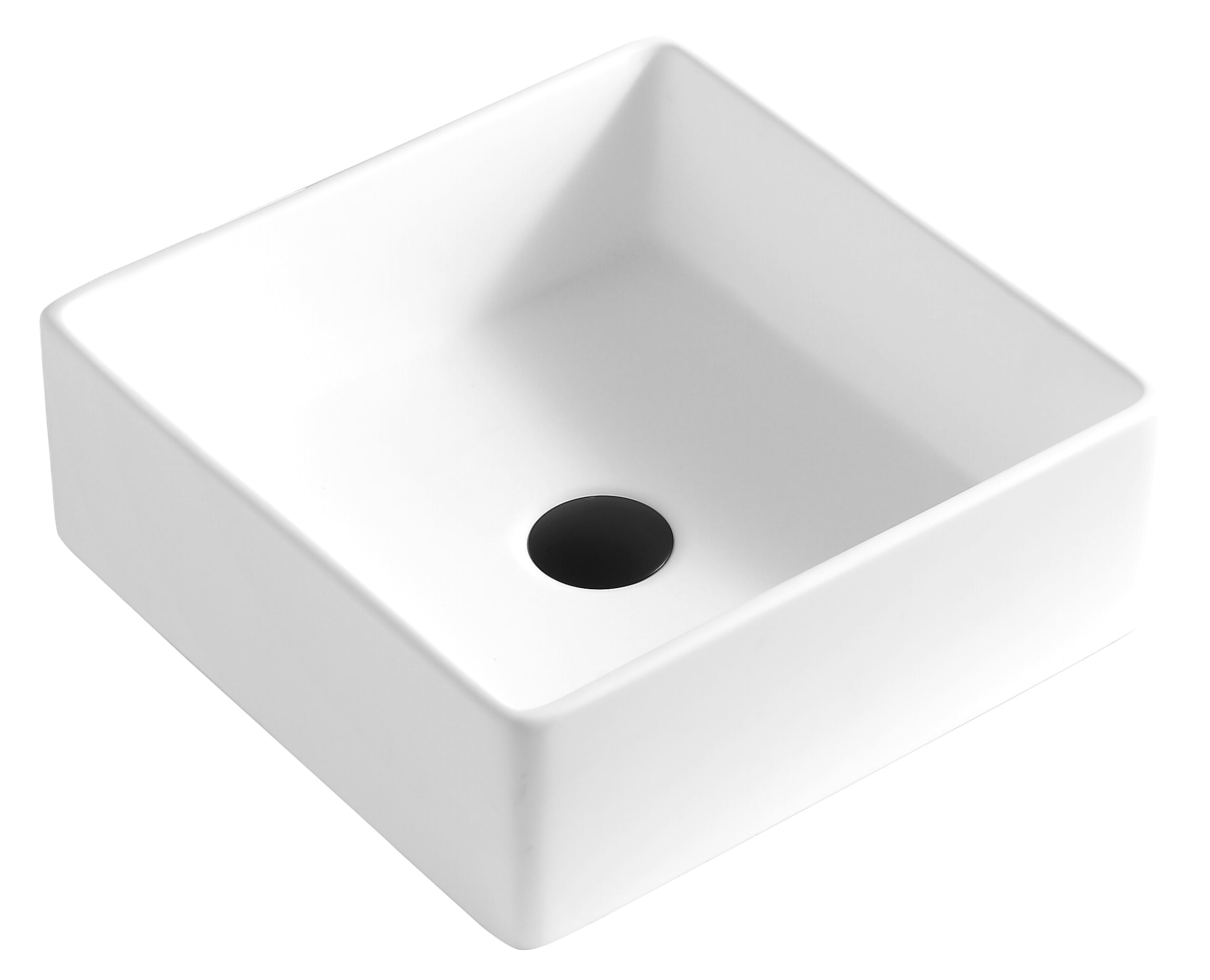 Karran Quattro 14.5" x 14.5" Square Vessel Acrylic Solid Surface ADA Bathroom Sink with Stainless Steel Faucet and Accessories, White, QM174WH422SS