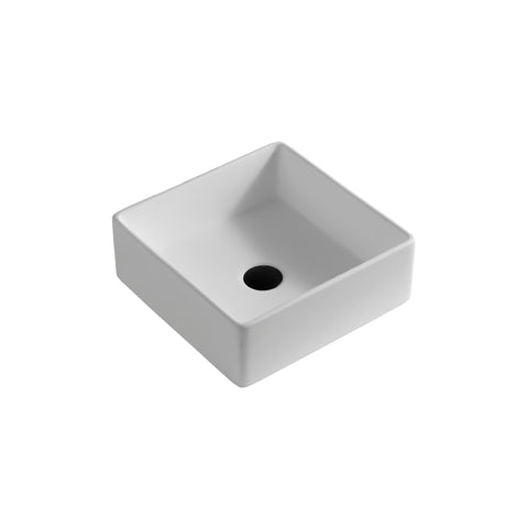 Karran Quattro 14.5" x 14.5" Square Vessel Acrylic Solid Surface ADA Bathroom Sink, White, QM174WH