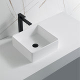 Karran Quattro 14.5" x 14.5" Square Vessel Acrylic Solid Surface ADA Bathroom Sink, White, QM174WH