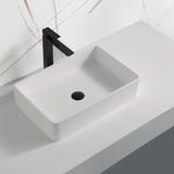 Karran Quattro 21.25" x 13.75" Rectangular Vessel Acrylic Solid Surface ADA Bathroom Sink, White, QM176WH