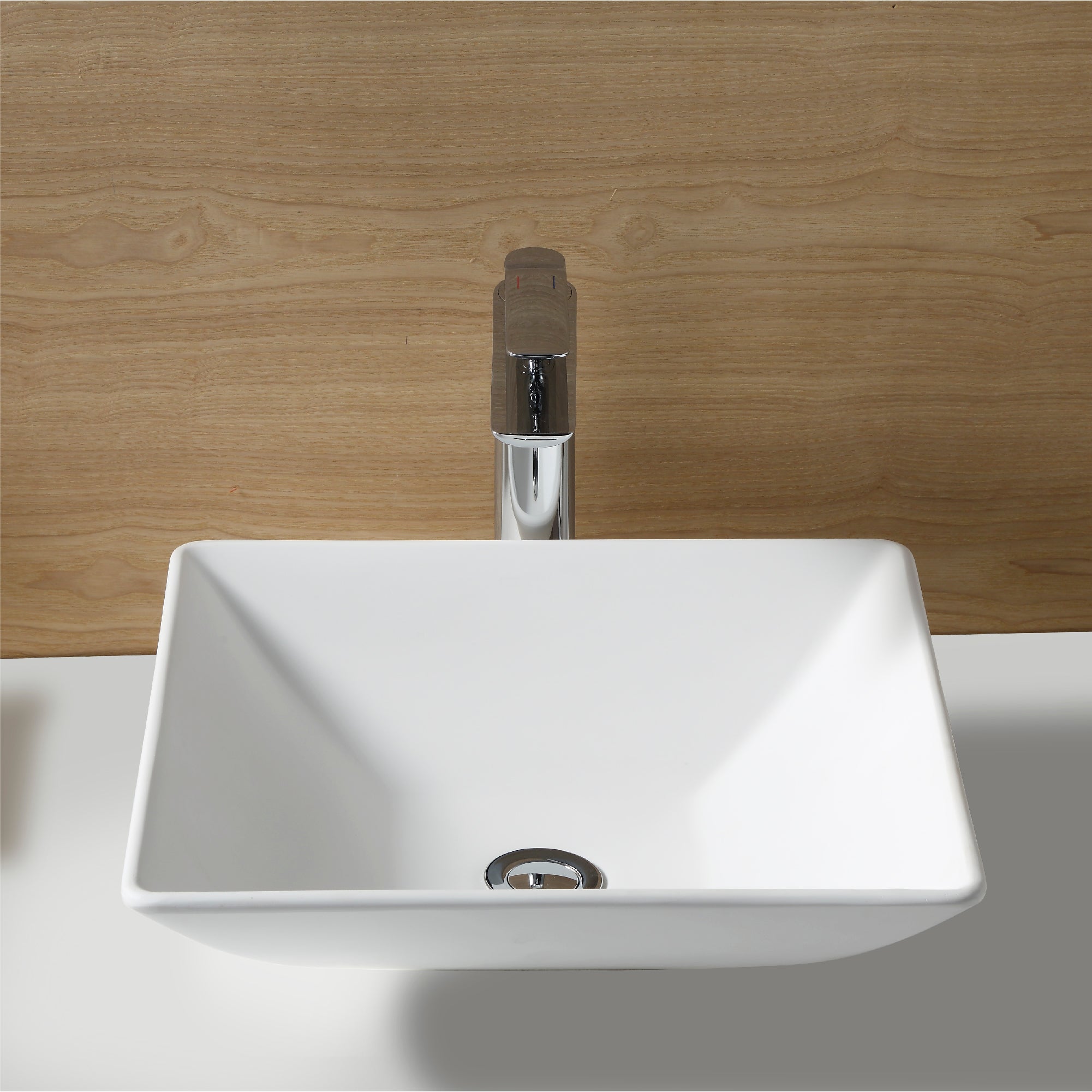 Karran Quattro 16" x 16" Square Vessel Acrylic Solid Surface ADA Bathroom Sink, White, QM178WH