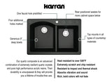 Karran 33" Drop In/Topmount Quartz Composite Kitchen Sink, 60/40 Double Bowl, Black, QT-610-BL