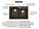 Karran 33" Drop In/Topmount Quartz Composite Kitchen Sink, 60/40 Double Bowl, Brown, QT-610-BR-PK1