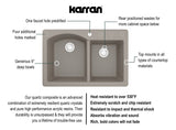 Karran 33" Drop In/Topmount Quartz Composite Kitchen Sink, 60/40 Double Bowl, Concrete, QT-610-CN
