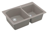 Karran 33" Drop In/Topmount Quartz Composite Kitchen Sink, 60/40 Double Bowl, Concrete, QT-610-CN-PK1