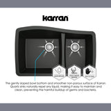 Karran 33" Drop In/Topmount Quartz Composite Kitchen Sink, 60/40 Double Bowl, Grey, QT-610-GR-PK1