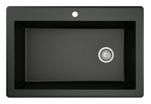 Alternate Image for Karran 33" Drop In/Topmount Quartz Composite Kitchen Sink, Black, QT-670-BL