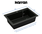 Karran 33" Drop In/Topmount Quarz Composite Kitchen Sink, Black, QT-670-BL