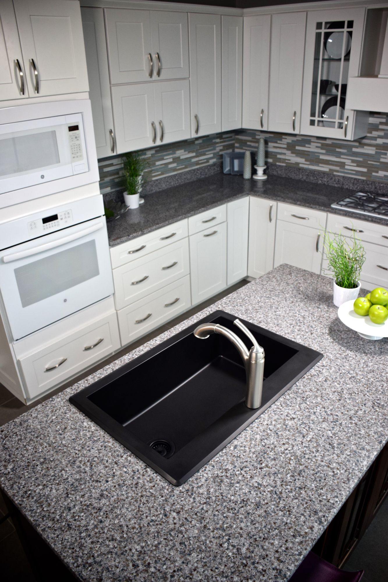 Karran 33" Drop In/Topmount Quartz Composite Kitchen Sink, Black, QT-670-BL-PK1
