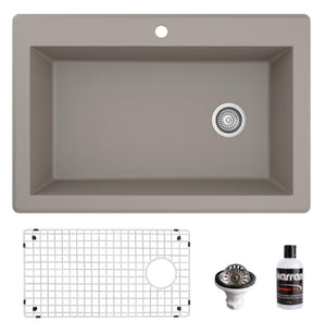 Alternate Image for Karran 33" Drop In/Topmount Quartz Composite Kitchen Sink, Concrete, QT-670-CN-PK1
