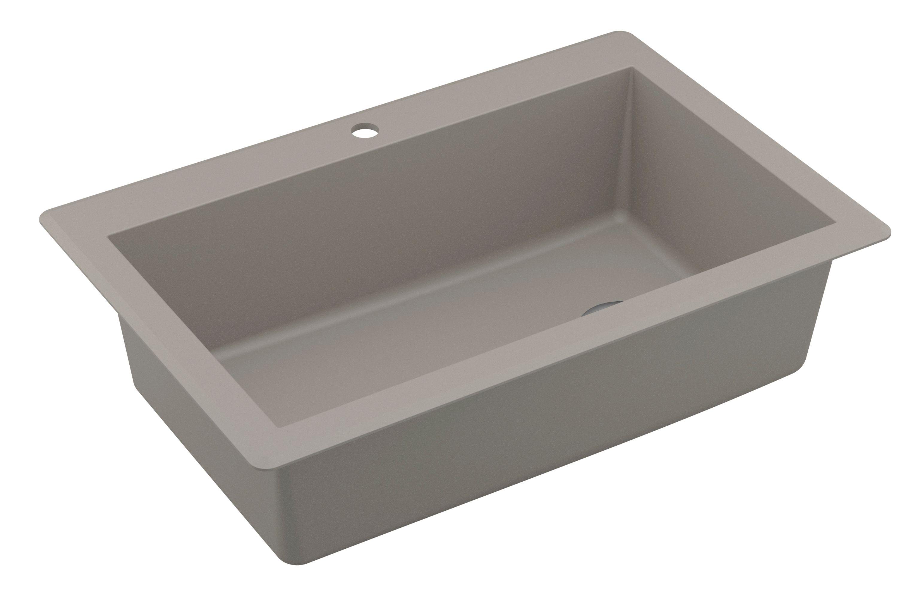 Karran 33" Drop In/Topmount Quartz Composite Kitchen Sink, Concrete, QT-670-CN-PK1