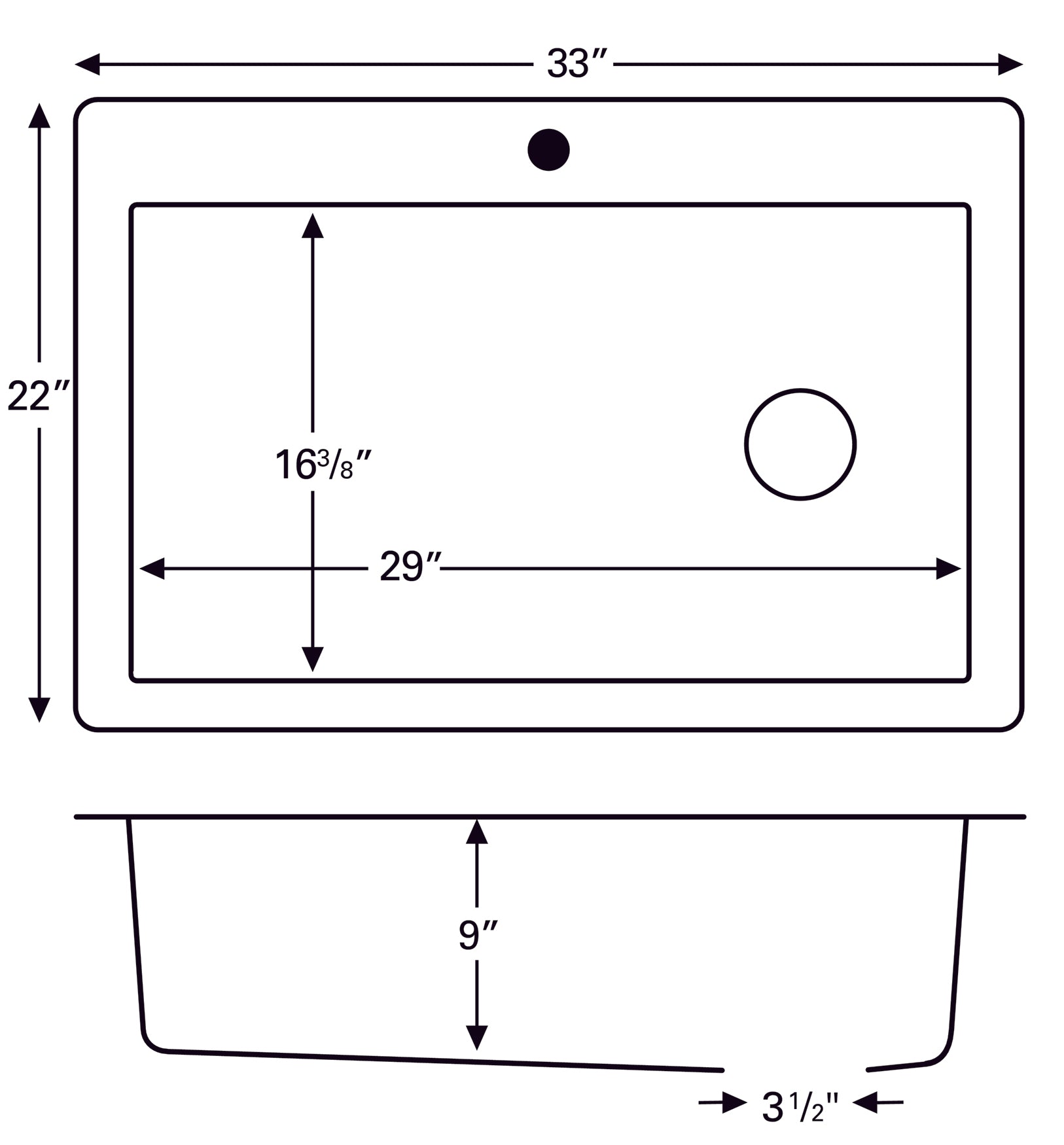 Karran 33" Drop In/Topmount Quartz Composite Kitchen Sink, Brown, QT-670-BR