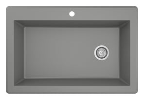 Alternate Image for Karran 33" Drop In/Topmount Quartz Composite Kitchen Sink, Grey, QT-670-GR