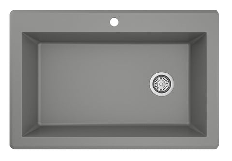 Karran 33" Drop In/Topmount Quarz Composite Kitchen Sink, Grey, QT-670-GR