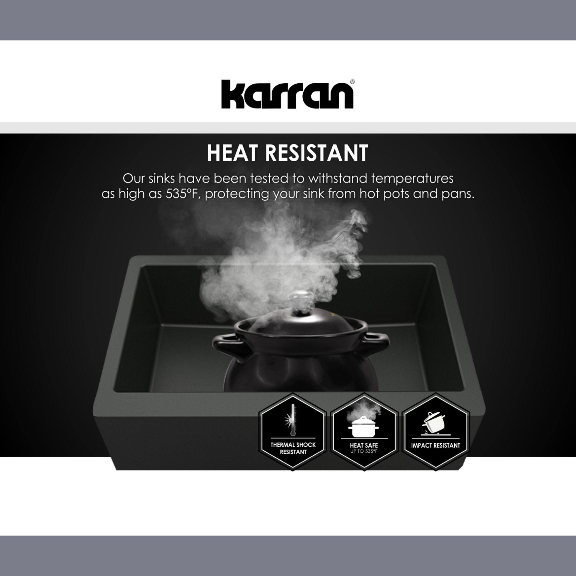 Karran 33" Drop In/Topmount Quartz Composite Kitchen Sink, White, QT-670-WH-PK1