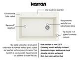 Karran 33" Drop In/Topmount Quartz Composite Kitchen Sink, White, QT-670-WH