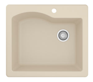 Alternate Image for Karran 25" Drop In/Topmount Quartz Composite Kitchen Sink, Bisque, QT-671-BI