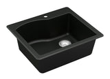 Karran 25" Drop In/Topmount Quartz Composite Kitchen Sink, Black, QT-671-BL-PK1 - The Sink Boutique