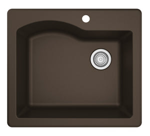 Alternate Image for Karran 25" Drop In/Topmount Quartz Composite Kitchen Sink, Brown, QT-671-BR