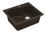 Karran 25" Drop In/Topmount Quartz Composite Kitchen Sink, Brown, QT-671-BR