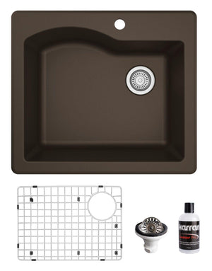 Alternate Image for Karran 25" Drop In/Topmount Quartz Composite Kitchen Sink, Brown, QT-671-BR-PK1
