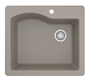 Alternate Image for Karran 25" Drop In/Topmount Quartz Composite Kitchen Sink, Concrete, QT-671-CN