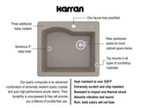 Karran 25" Drop In/Topmount Quartz Composite Kitchen Sink, Concrete, QT-671-CN