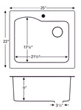 Karran 25" Drop In/Topmount Quartz Composite Kitchen Sink, Grey, QT-671-GR
