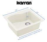 Karran 25" Drop In/Topmount Quartz Composite Kitchen Sink, White, QT-671-WH-PK1 - The Sink Boutique