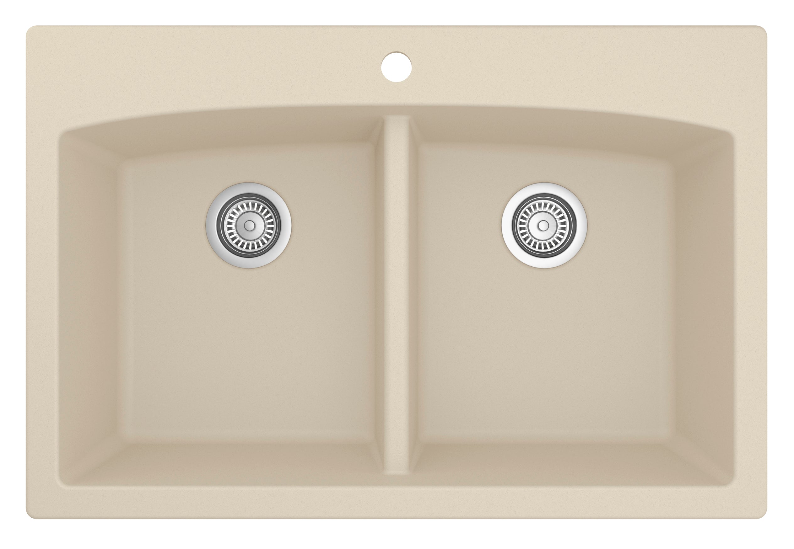 Karran 33" Drop In/Topmount Quartz Composite Kitchen Sink, 50/50 Double Bowl, Bisque, QT-710-BI