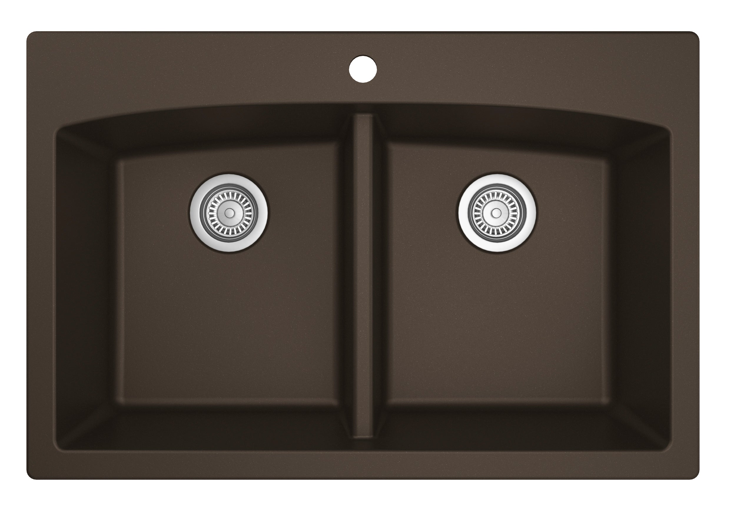 Karran 33" Drop In/Topmount Quartz Composite Kitchen Sink, 50/50 Double Bowl, Brown, QT-710-BR