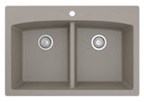 Karran 33" Drop In/Topmount Quartz Composite Kitchen Sink, 50/50 Double Bowl, Concrete, QT-710-CN