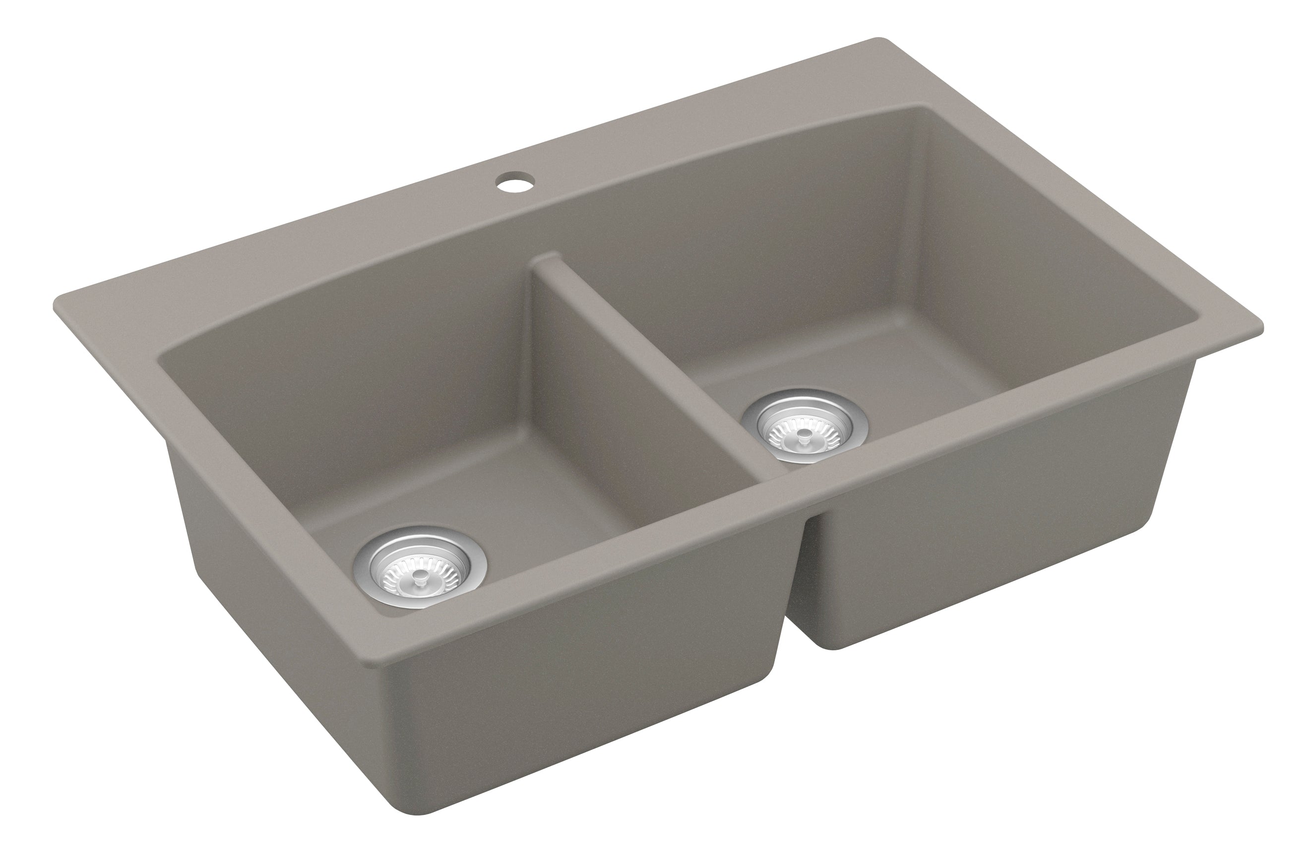 Karran 33" Drop In/Topmount Quartz Composite Kitchen Sink, 50/50 Double Bowl, Concrete, QT-710-CN