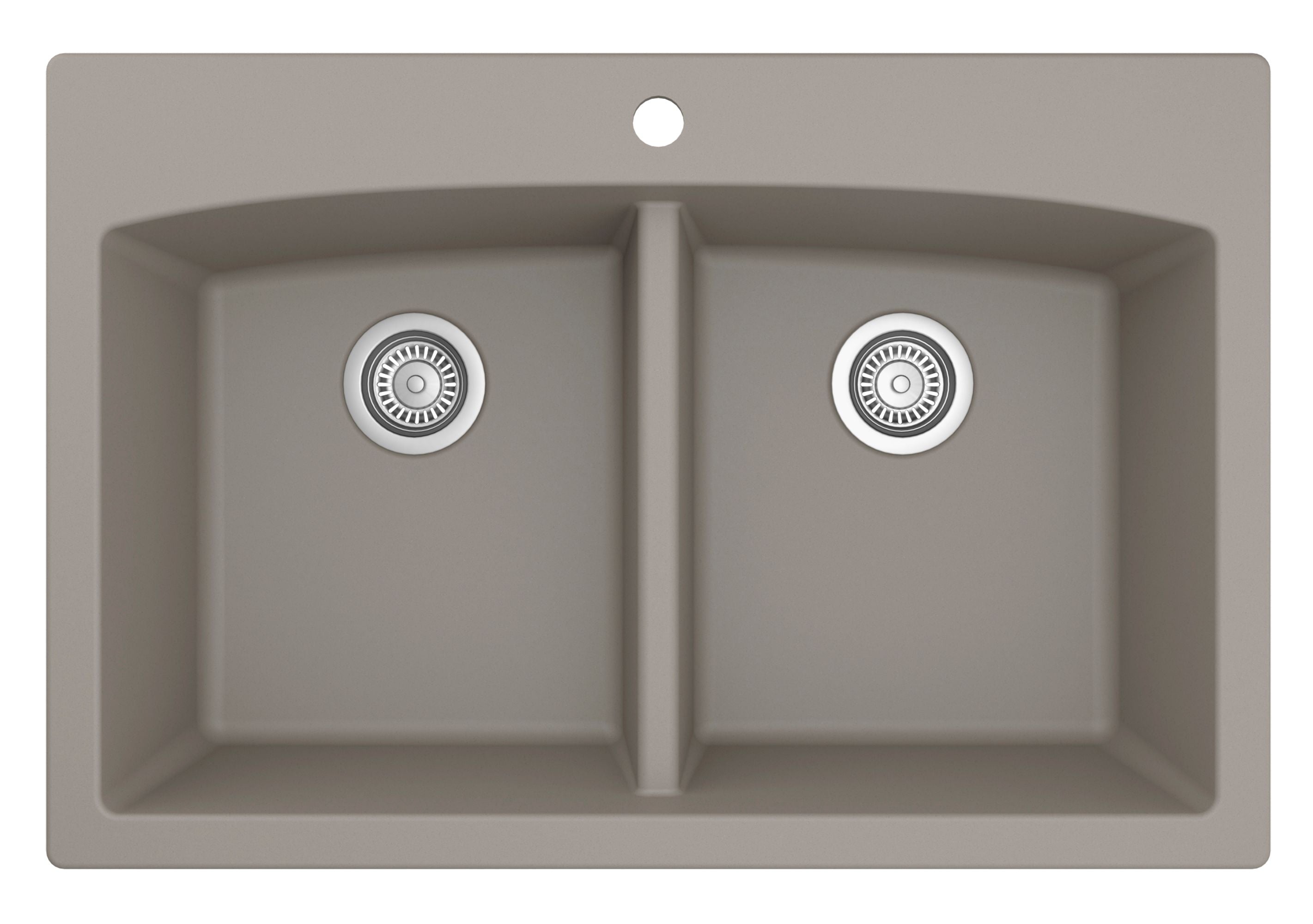 Karran 33" Drop In/Topmount Quartz Composite Kitchen Sink, 50/50 Double Bowl, Concrete, QT-710-CN-PK1