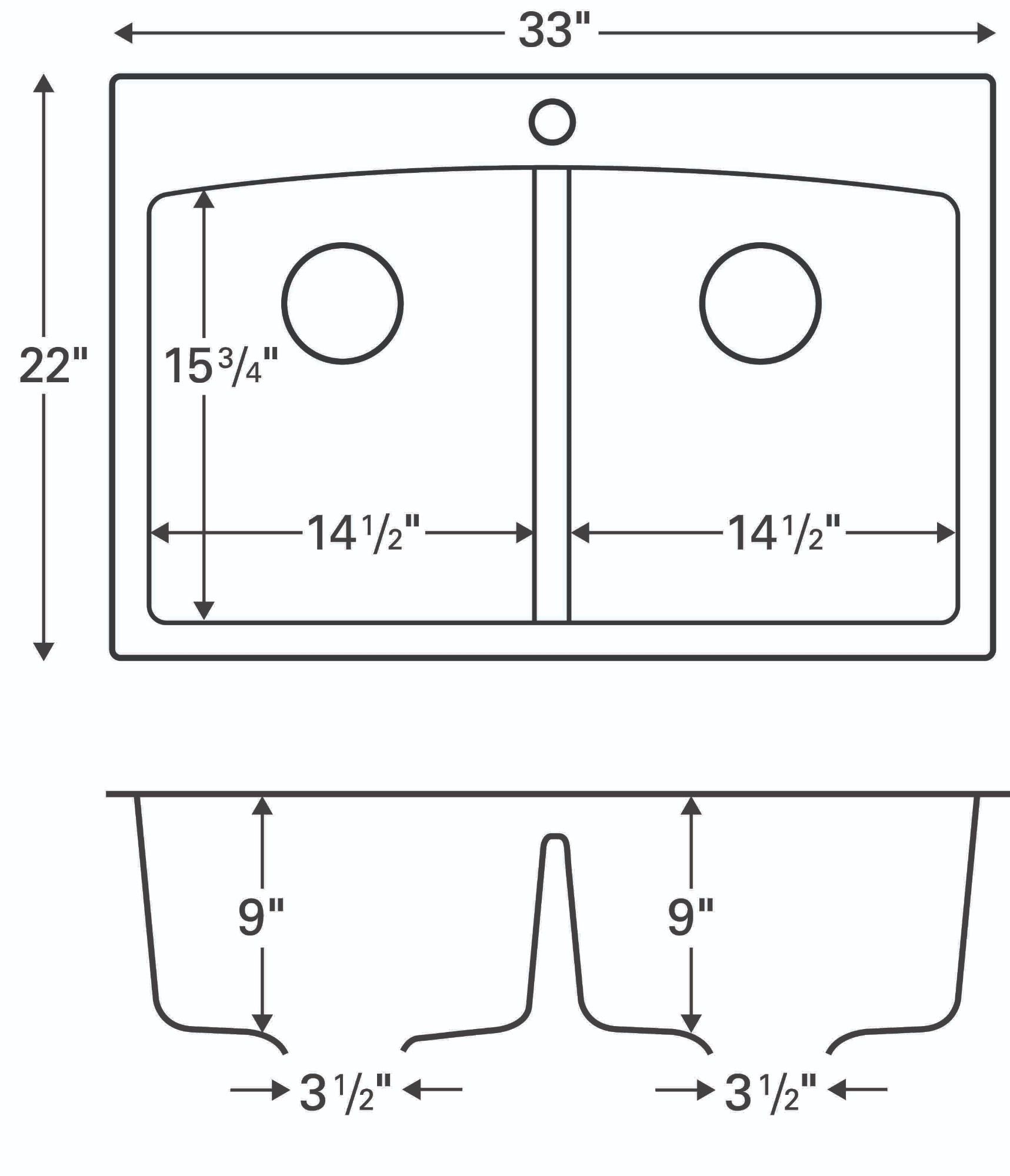 Karran 33" Drop In/Topmount Quartz Composite Kitchen Sink, 50/50 Double Bowl, Bisque, QT-710-BI-PK1