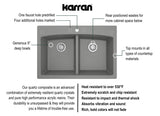 Karran 33" Drop In/Topmount Quartz Composite Kitchen Sink, 50/50 Double Bowl, Grey, QT-710-GR-PK1