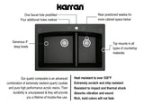 Karran 33" Drop In/Topmount Quarz Composite Kitchen Sink, 60/40 Double Bowl, Black, QT-711-BL