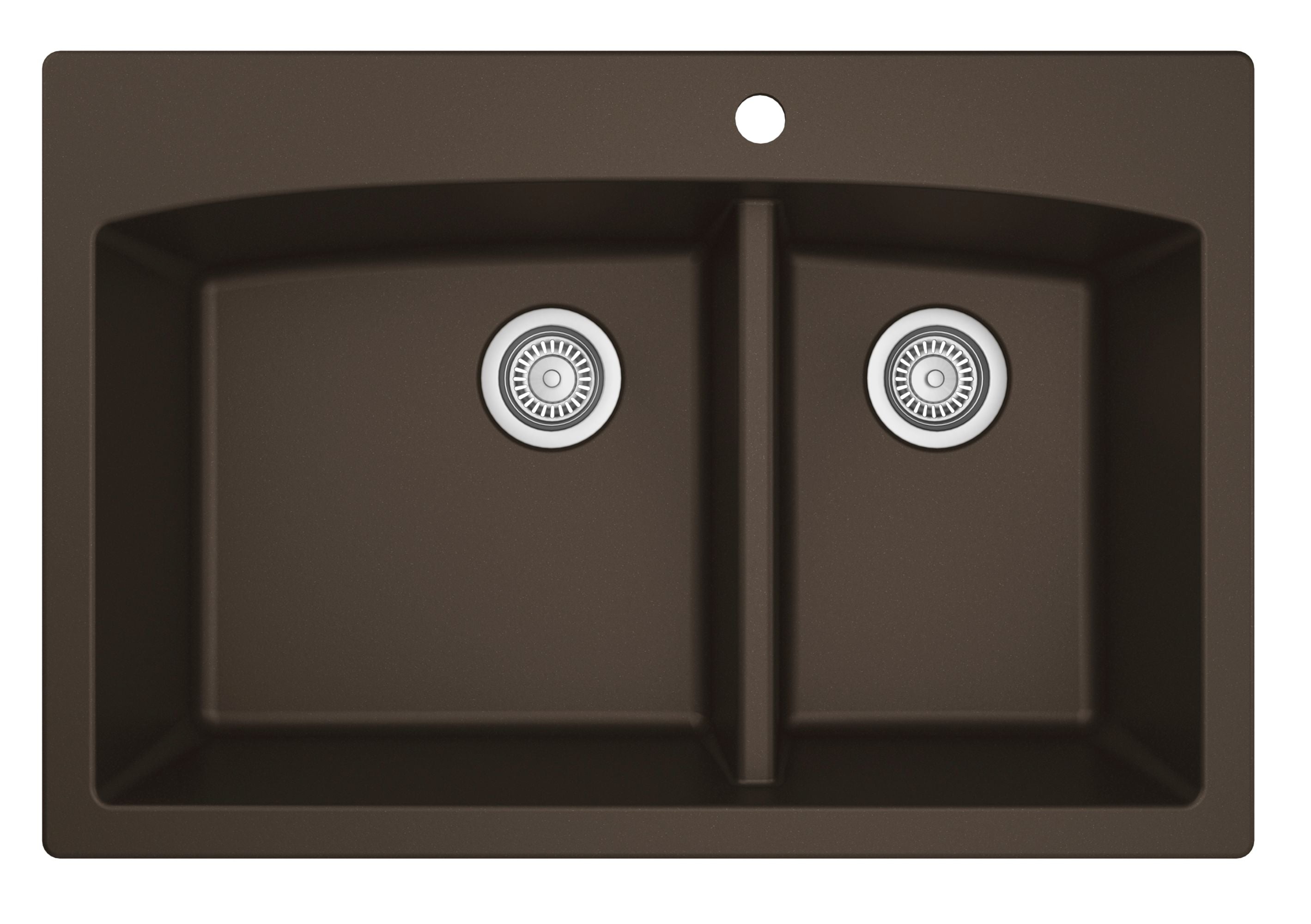 Karran 33" Drop In/Topmount Quartz Composite Kitchen Sink, 60/40 Double Bowl, Brown, QT-711-BR-PK1