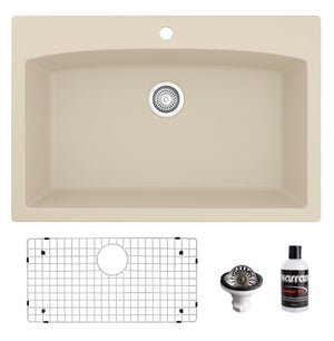 Alternate Image for Karran 33" Drop In/Topmount Quartz Composite Kitchen Sink, Bisque, QT-712-BI-PK1