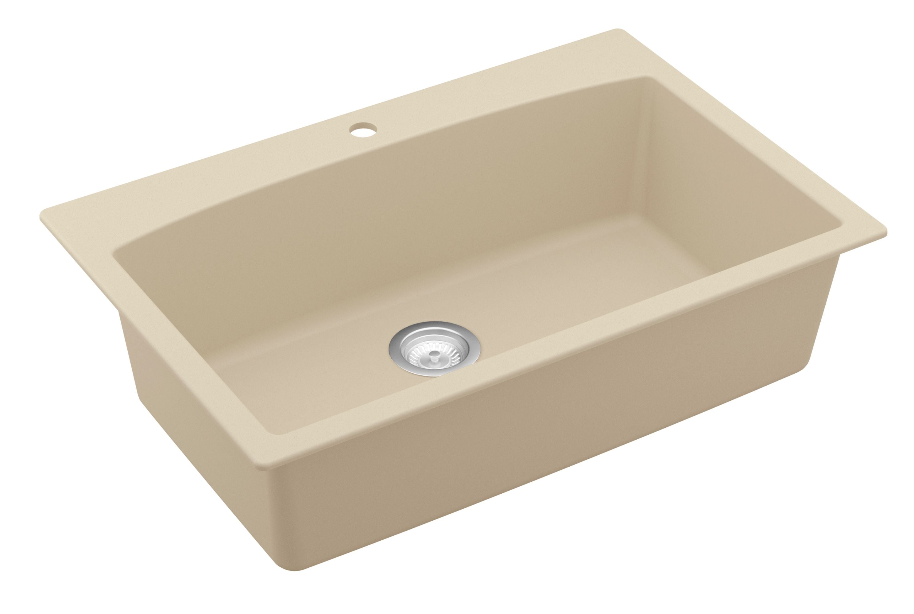 Karran 33" Drop In/Topmount Quartz Composite Kitchen Sink, Bisque, QT-712-BI-PK1