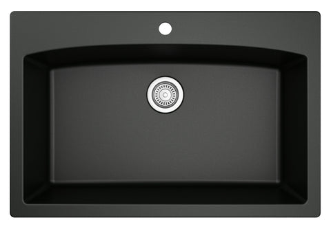 Karran 33" Drop In/Topmount Quarz Composite Kitchen Sink, Black, QT-712-BL