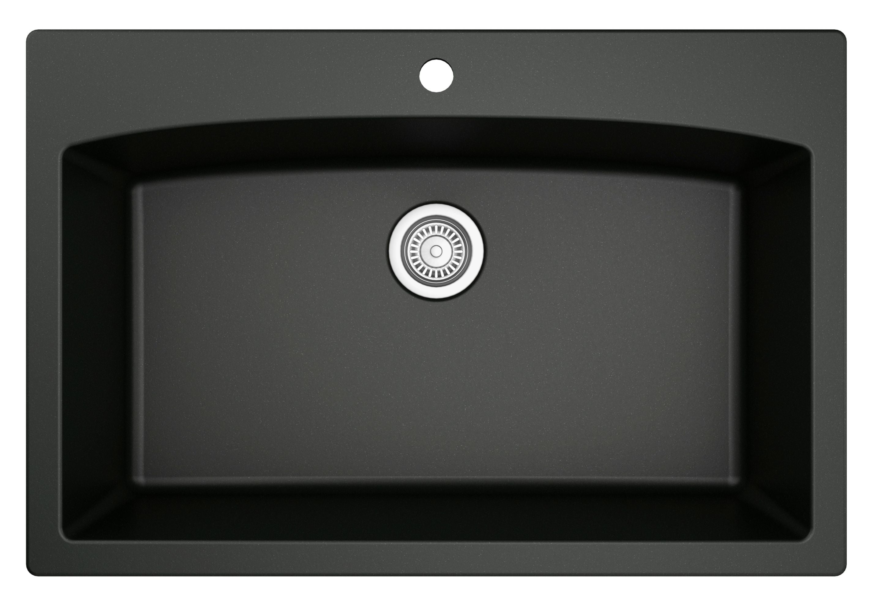 Karran 33" Drop In/Topmount Quartz Composite Kitchen Sink, Black, QT-712-BL-PK1