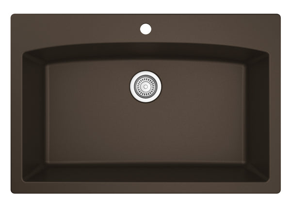Karran 33" Drop In/Topmount Quartz Composite Kitchen Sink, Brown, QT-712-BR