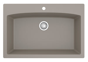 Alternate Image for Karran 33" Drop In/Topmount Quartz Composite Kitchen Sink, Concrete, QT-712-CN