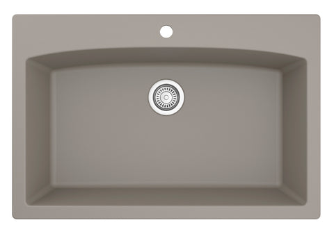 Karran 33" Drop In/Topmount Quartz Composite Kitchen Sink, Concrete, QT-712-CN